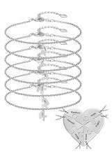 fine tiny silver puzzle piece heart baby anklet        